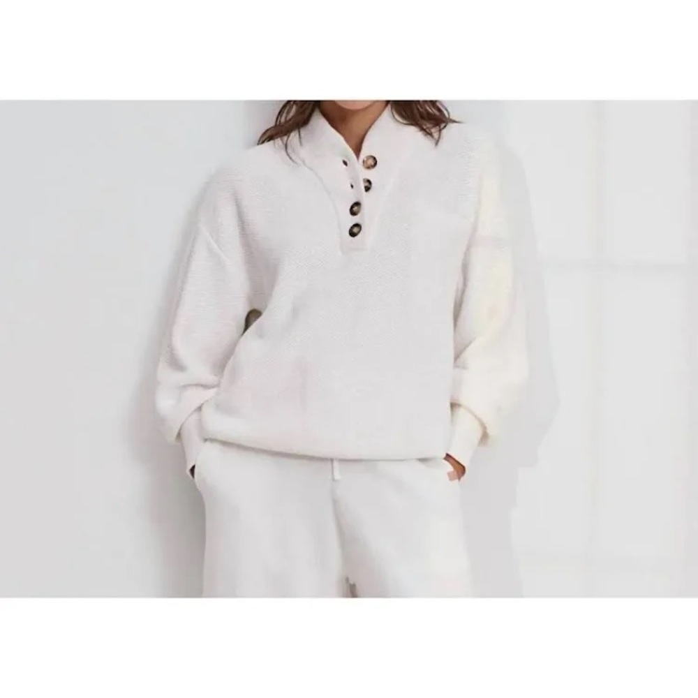 Lunya Cozy Cotton Silk Henley Sweater (Sz S/XS)